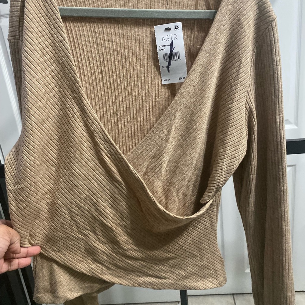 ASTR Sand Ribbed Knit Top